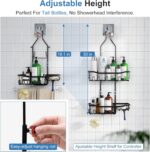 Upgraded Extended Length Shower Organizer with Hooks, Rustproof Shampoo Soap Holder, Large Hanging Bathroom Caddy - Image 3