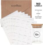 Empty Spice Jars with Label Pack (12x Bamboo Lid Glass Jar). Small 6oz Spice Storage Bottles with 112 Printed Stickers and 48 Writable Pantry Labels for Seasoning Containers - Image 3