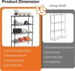 Sweetcrispy 4-Shelf Storage Shelving Unit, Adjustable Metal Wire Racks Heavy Duty Standing Shelf Organizer for Kitchen, Closet, Pantry, Garage, Bathroom, Laundry (13.8" D x 35.4" W x 54" H) - Image 5