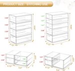 Makeup Organizer Storage With 16 Drawers, 4 Pcs Desktop Office Supplies, Desk Organizers, Clear Accessories, Dustproof Drawer and for Make Up, Jewelry, Pen, Stationary - Image 3