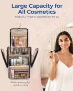 BAGSMART Makeup Bag for Women with Hanging Hook - Portable Cosmetic Case, Large Capacity Door Room Essentials Travel Organizer for Full Sized Cosmetics and Toiletries, Black - Image 4