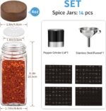 Yangbaga 14Pcs Glass Spice Jars with Labels-4oz Acacia Wood Lid Square Spice Containers with Pepper Grinder Lids &Funnel,Seasoning Jars for Rack Cabinet Drawer - Image 3
