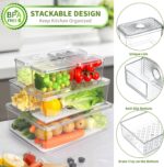 13 Pack Fridge Organizers Bins and Storage, PBA Free Refrigerator Organizer with Lids, Stackable Food Storage Bins for Kitchen, Countertops, Cabinets, Fridge, Drinks, Fruits, Vegetable - Image 3