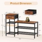 Snughome 39.4" Shoe Storage Bench with Drawer, 3 Tier Entryway Bench with Shoe Storage, Adjustable Shelf Shoe Rack with Seating for Entryway, Front Door, Living Room - Image 4