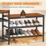 Snughome 39.4" Shoe Storage Bench with Drawer, 3 Tier Entryway Bench with Shoe Storage, Adjustable Shelf Shoe Rack with Seating for Entryway, Front Door, Living Room - Image 5
