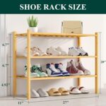 Smiry Shoe Rack, 3 Tier Bamboo Shoe Organizer, Stackable Free Standing Wooden Shoe Storage Shelf for Closet, Entryway, Front Door Entrance, Natural - Image 3