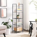 SONGMICS 5-Tier Storage Rack, Bathroom Shelf, Extendable Plant Stand with Adjustable Shelf, for Bathroom, Living Room, Balcony, Kitchen, Black UBSC35BK, 11.8 x 15 x 50.4 Inches - Image 3