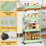 SPACEKEEPER Slim Rolling Storage Cart 4 Tier Bathroom Organizer Utility Cart Mobile Shelving Unit Tower Rack for Kitchen, Laundry Room, Bathroom, Narrow Places, Green - Image 5