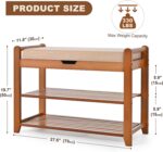 Shoe Rack Bench, Shoe Storage Bench with Cushion, 27.6in Entryway Bench with Lift Top Hidden Storage Holds Up to 330lb for Bedroom Living Room - Image 3