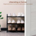 Gonfoam 3-Tier Expandable Shoe Rack,Adjustable Shoe Shelf Storage Organizer Heavy Duty Metal Free Standing Shoe Rack for Entryway Closet Doorway (Black) - Image 4