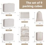 Packing Cubes for Travel - 9 Set Large Travel Cubes Luggage Organizer Bags Set With Laundry Bags/Shoe Bag/Toiletry Bag (Beige) - Image 4