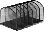 7-Section Metal Upright File Sorter Organizer，Office Small Letter Sorter Desktop File Organizer Metal Mesh Iron Sole, Black - Image 5