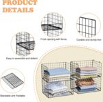 4-Tier Stackable Closet Organizers and Storage Shelves, Clothes Shelf Organizer Basket Bins, Foldable Sweater Storage for Closet Organizer System, Black (Patent Pending) - Image 4