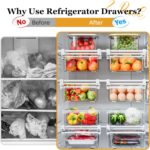 SNSLXH 2 Pack Refrigerator Drawer Organizer, Pull Out Shelf Storage Transparent Organizer for Egg, Fruit, Vegetable, Seafood, Meat, Fit All Fridge Shelves Under 0.6'' - Image 4