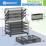 4-Tier Paper Organizer + 3-Pocket File Holder + Drawer + Pen Holders, Desktop File Organizers Paper Tray for Office Accessories School Classroom Organization (Black) - Image 3