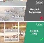 Multi-Model Under Desk Cable Management Tray 2 Packs Metal Under Desk Wire Management Clamp Mount Under Table Cord Management No Damage The Desk (White) - Image 3
