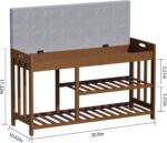 3-Tier Bamboo Shoe Rack Bench, Shoe Storage Organizer Bench, Entryway Benchs, Shoes Rack for Front Door Entrance, Entryway Bathroom Bedroom - Image 3
