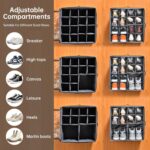 2 Pack Shoe Organizer for Closet,Fits up to 32 Pairs,Adjustable Dividers for Shoe Storage,Fabric Shoe Storage Bins with Clear Cover,Grey - Image 4