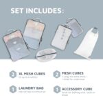 Large Packing Cube Set with See Through Mesh- Compression Packing Cubes Travel Organizers by TRIPPED Travel Gear (White) - Image 3