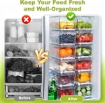 4-Pack Refrigerator Drawer Organizer Bins, Clear Stackable Pull Out Fridge Organizers and Storage Container, Fridge Drawers with Strainer Layer for Fruits, Vegetables and Drinks - Image 4