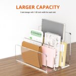 Richboom Acrylic File Sorter, 8.5"x6.3"x6.2", Upright File Organizer for Desk, Mail Organizer Countertop, File Holder for Letter, Document, Notebook, Clear, 3 Sections - Image 3
