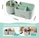 Makeup Organizer Countertop with Drawer 360 Rotating Brush Holder Storage Large Capacity Skincare Cosmetic Display Cases for Vanity Bathroom Desktop, Model 3016 Green - Image 3