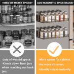 SpaceAid 2 Pack Magnetic Spice Rack with 24 Spice Jars, 400 Labels and Funnel, Space Saving Refrigerator Fridge Oven Shelf Organizer - Image 3