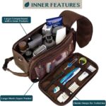 PAVILIA Toiletry Bag for Men, Travel Essentials Shaving Dopp Kit, Mens Travel Bag Toiletries Organizer Case for Grooming, PU Leather Water Resistant Cosmetic Bag Pouch (Dark Brown) - Image 3