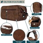 PAVILIA Toiletry Bag for Men, Travel Essentials Shaving Dopp Kit, Mens Travel Bag Toiletries Organizer Case for Grooming, PU Leather Water Resistant Cosmetic Bag Pouch (Dark Brown) - Image 4
