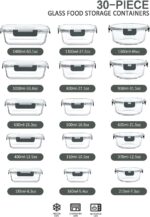 M MCIRCO 30 Pieces Glass Food Storage Containers with Snap Locking Lids,Glass Meal Prep Containers Set - Airtight Lunch Containers, Microwave, Oven, Freezer and Dishwasher - Image 3