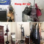 Kertnic Metal Coat Rack Stand with Natural Marble Base, Free Standing Hall Tree with 12 Hooks for Hanging Scarf, Bag, Jacket, Home Entry-way Hat Hanger Organizer (Black) - Image 4
