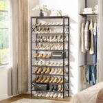 10-Tier Tall Shoe Rack Organizer Shoe Storage for Entryway 30-40 Pairs Metal Shoe Rack for Closet Heavy-Duty Shoe Rack with Wooden Top Shelf for Garage Rustic Brown - Image 3