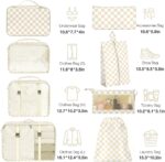8 Set Packing Cubes for Suitcases,Packing Cube with Shoe, Cosmetics, Clothing, and Accessories Bags Packing Cubes for Travel Luggage Organizer Women Men(Khaki Checkered) - Image 3