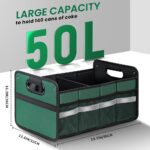 Car Trunk Organizer, Car Storage Organizer, Collapsible Multi Compartment for Car, Suv, Sedan, Truck, 100L, Extra Larger (Green, 50L) - Image 3