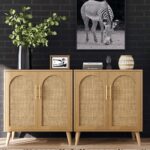 Rovaurx Rattan Storage Cabinet with Doors, Modern Accent Bathroom Floor Cabinet, Sideboard Buffet for Living Room, Entryway, Dining Room and Kitchen, Natural BMGZ108M - Image 3