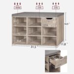 DINZI LVJ Shoe Bench,Entryway Storage Bench with Drawer and 8 Cubbies,Cubby Rack Adjustable Shelves,Shoe Organizer Cabinet for Living Room,Bedroom,Mudroom,Closet Garage,Greige - Image 4