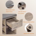 DINZI LVJ Shoe Bench,Entryway Storage Bench with Drawer and 8 Cubbies,Cubby Rack Adjustable Shelves,Shoe Organizer Cabinet for Living Room,Bedroom,Mudroom,Closet Garage,Greige - Image 5