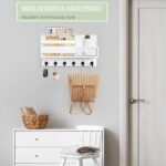 VIS'V Key Holder Wall Mount, Wooden Mail and Key Organizer with Drawer and Shelf, 2 Slots, 6 Hooks, White - Image 3