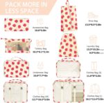 KPX 8 Set Packing Cubes for Travel, Luggage Packing Organizers Accessories Large Toiletries Bag for Clothes Shoes Cosmetics (Strawberry) - Image 3