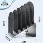 Inclined Desk File Organizer, 5-Section Vertical File Folder Holder Stand Metal Rack File Sorter for Office Classroom Desktop Organization (Black, 1Pack) - Image 3