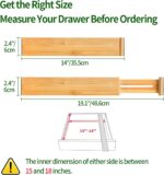 VaeFae 6-Pack Bamboo Drawer Dividers – Adjustable 14"-19.1" (Fits 15"-18" Drawers ONLY), Spring-Loaded Expandable Organizer for Kitchen, Bedroom, Office & Bathroom, MUST MEASURE Before Purchase - Image 3