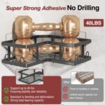 Adhesive Corner Shower Caddy with Soap Holder - Rustproof, No Drilling Shelves Wall Mounted, Organizer for Bathroom, Kitchen & Home Decor. Black, 4-Pack - Image 4