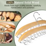2 Pack Bra Hangers for Closet Organizer, Bra Organizer with 40 Stainless Steel Hooks, Wooden Tank Top Hanger, Closet Organizers and Storage for Bras Camis Belts Ties, Natural - Image 4