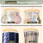 2 Pack Bra Hangers for Closet Organizer, Bra Organizer with 40 Stainless Steel Hooks, Wooden Tank Top Hanger, Closet Organizers and Storage for Bras Camis Belts Ties, Natural - Image 6