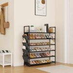 6 Tier Shoe Rack, Shoe Organizer Storage for 24-30 Pairs Shoe and Boot, Long Shoe Shelf with Hook and Side Pocket Free Standing Tall Shoe Rack Organizer for Closet, Entryway, Dorm - Image 3