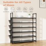 6 Tier Shoe Rack, Shoe Organizer Storage for 24-30 Pairs Shoe and Boot, Long Shoe Shelf with Hook and Side Pocket Free Standing Tall Shoe Rack Organizer for Closet, Entryway, Dorm - Image 4