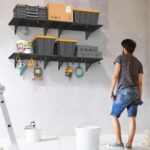 4-Pack 2x3ft Garage Shelving Wall Mounted, 2' x 3' Heavy Duty Garage Storage Shelves with Hooks, 800LB Capacity - Image 3