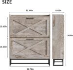 Maupvit Shoe Storage Cabinet with 2 Flip Drawers, Freestanding Organizer with Metal Legs for Entryway, Narrow Shoe Rack Cabinet, Light Rustic Oak - Image 3