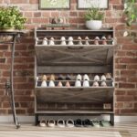 Maupvit Shoe Storage Cabinet with 2 Flip Drawers, Freestanding Organizer with Metal Legs for Entryway, Narrow Shoe Rack Cabinet, Light Rustic Oak - Image 4