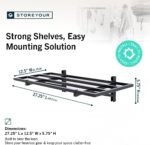 StoreYourBoard 2-Pack Heavy Duty Wall Shelves – Wall-Mounted Garage Storage Shelving and Organization for Sheds, Closets, or Utility Rooms – Holds 200 lbs, 1ft x 2ft, Black - Image 3